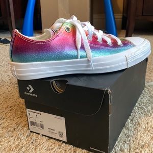 New, White/Pink/Egret Converse (rainbow color scheme)